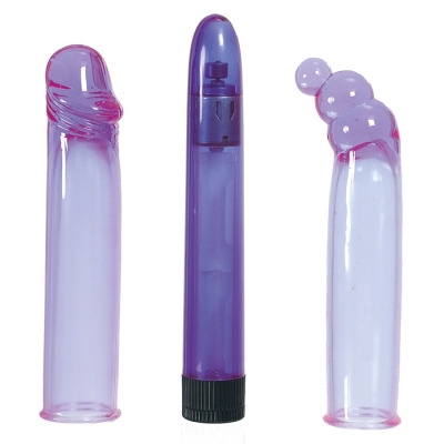 Vaginalinis vibratorius su antgaliais Crystal Sleevz
