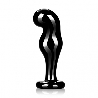Prostatos masažuoklis iš juodo stiklo 10cm