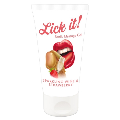Lubrikantas Lick It putojantis vynas su braške 50 ml